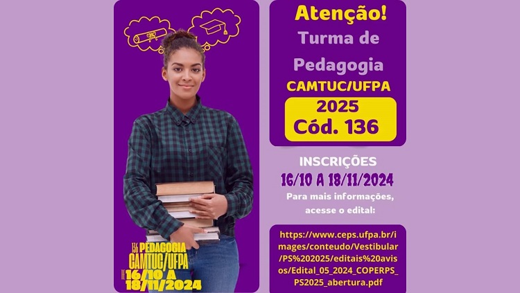 Inscrições abertas para o curso de Pedagogia no Campus Universitário de Tucuruí