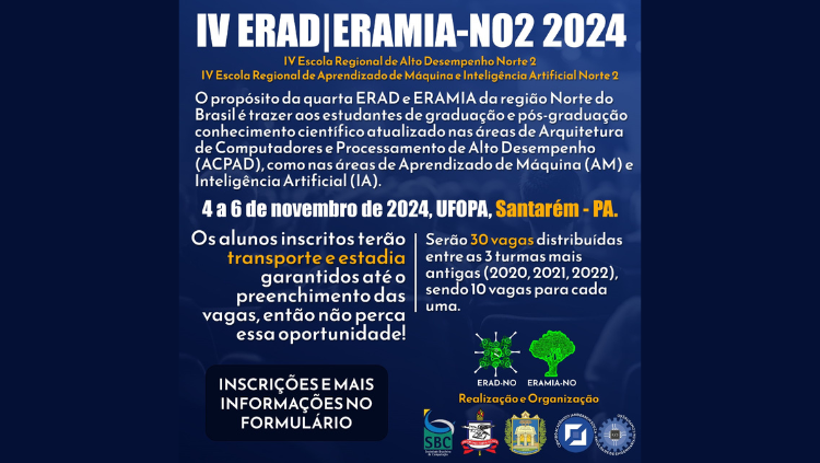 Abertura das inscrições para a participação no IV ERAD|ERAMIA-NO2 2024