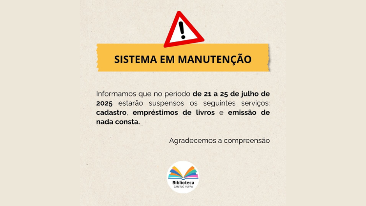 Sistema Pergamum em manutenção